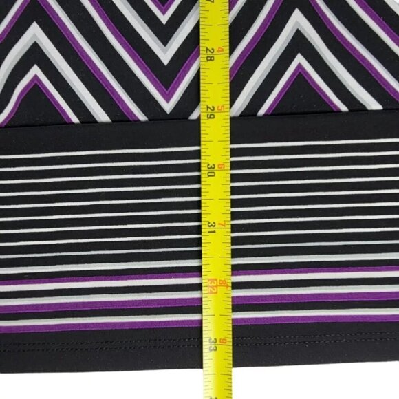 WHBM Dress Size S Black Purple Jersey Elastic Waist Pullover Slit Button Arms - Picture 11 of 14